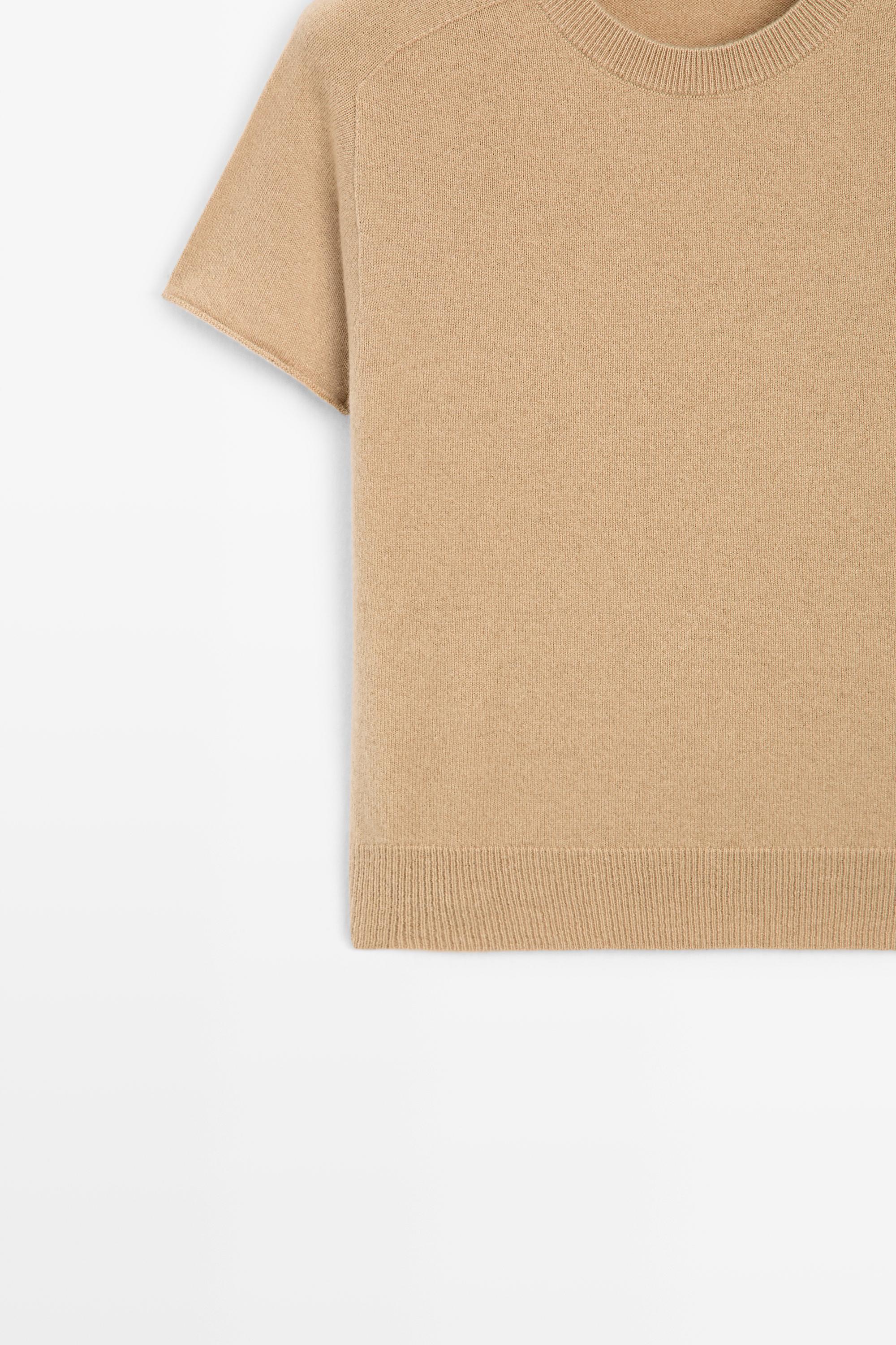 100% cashmere short sleeve knit sweater